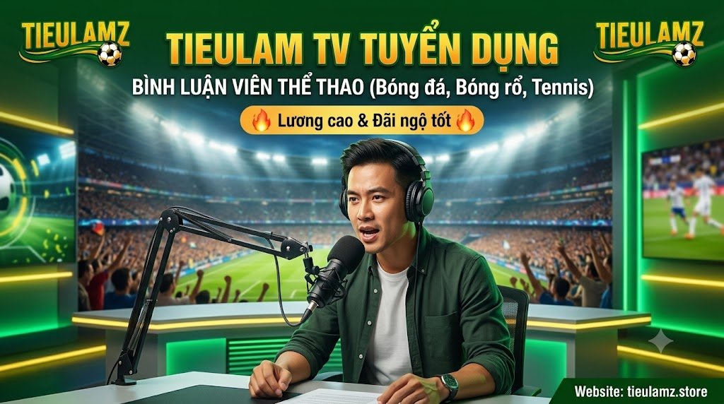 Thông báo tuyển dụng Bình Luận Viên thể thao bóng đá, bóng rổ, tennis tại TieuLam TV với mức lương cao và đãi ngộ hấp dẫn.